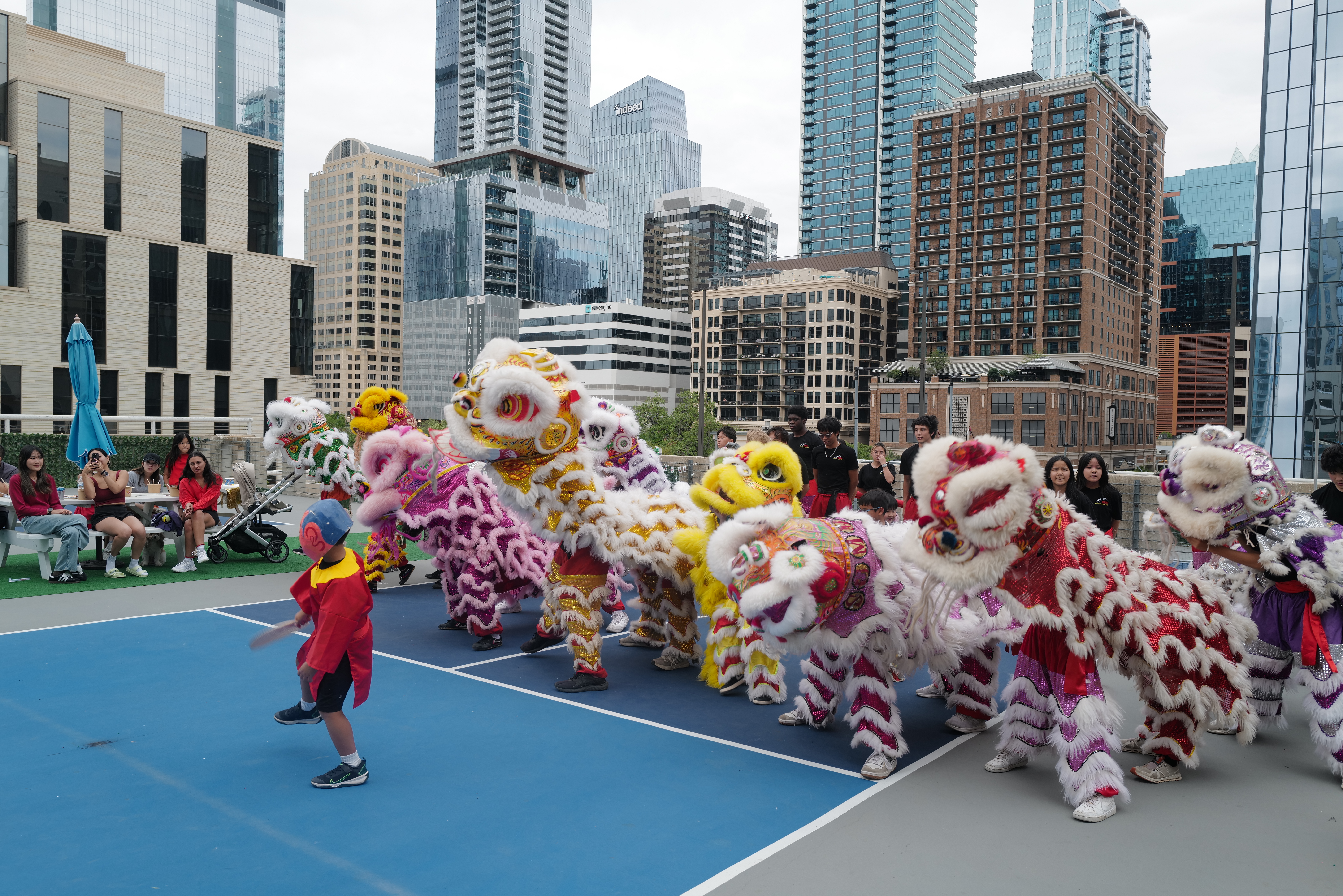 Lion dance performance at a Lunar New Year celebration in downtown Austin